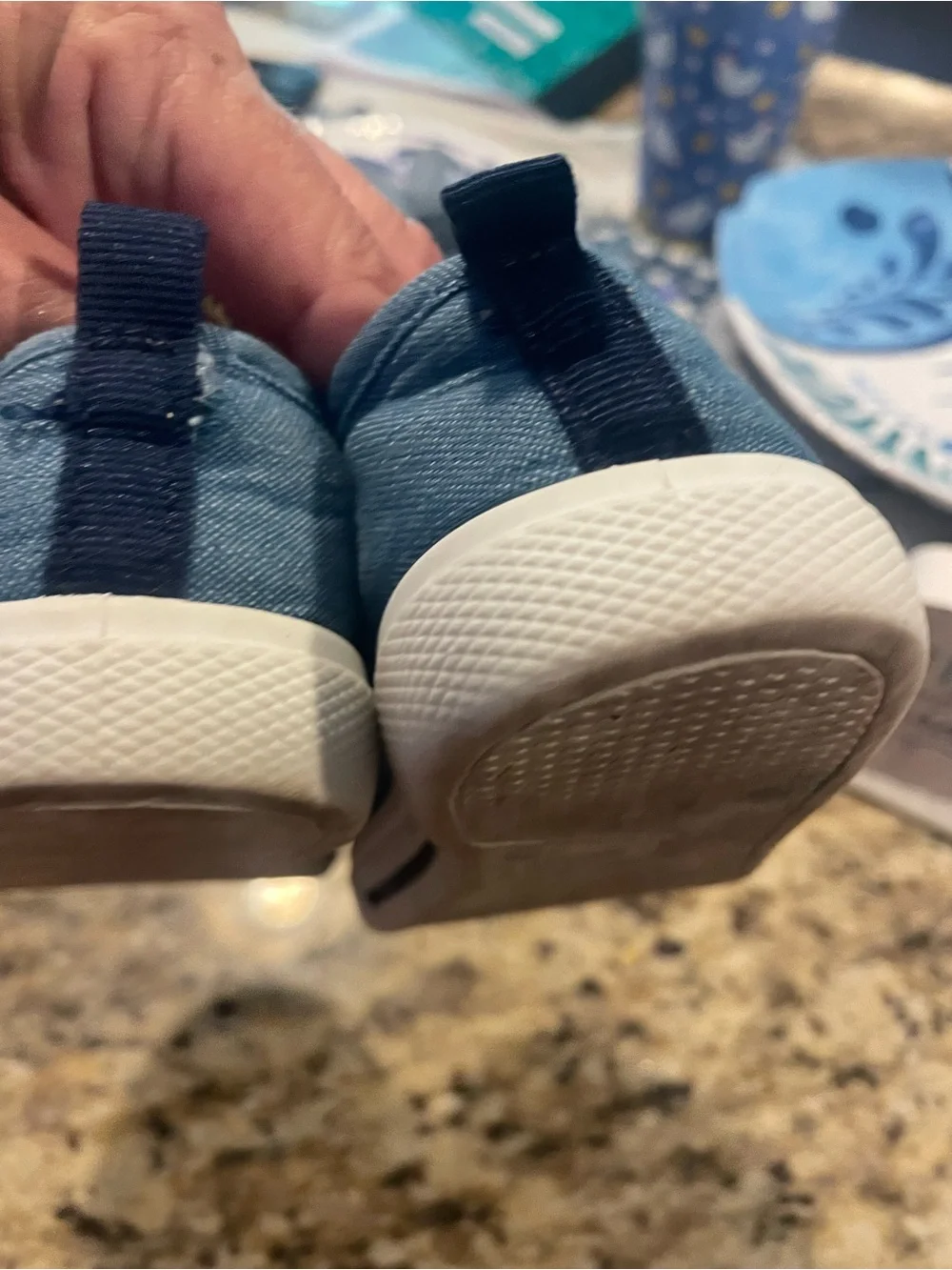 Carter's Denim & Navy Kids Sneakers with Orange Laces